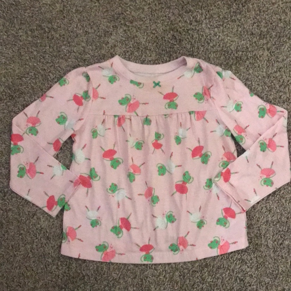 Carter’s Long Sleeve Pink Pajama Top/Shirt with Dancing Frogs